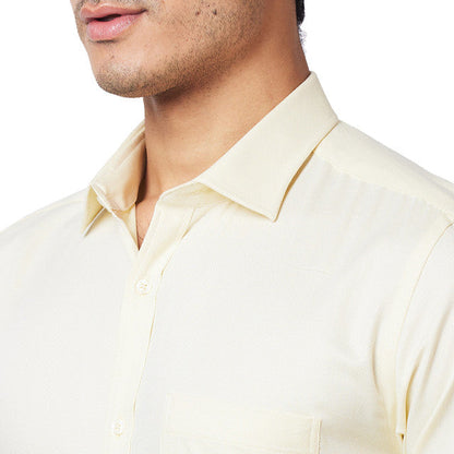 Park Avenue Yellow Structure Slim Fit Full Sleeve Cotton Shirt