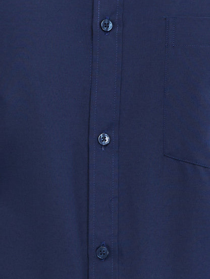 Park Avenue Blue Solid Slim Fit Cotton Blend Formal Shirt