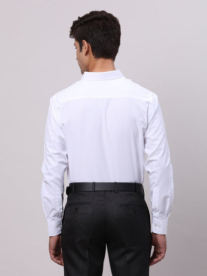 Park Avenue White Solid Slim Fit Full Sleeve Cotton Blend Shirt