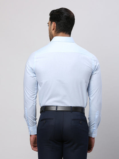 Park Avenue Blue Solid Slim Fit Polyester Blend Formal Shirt