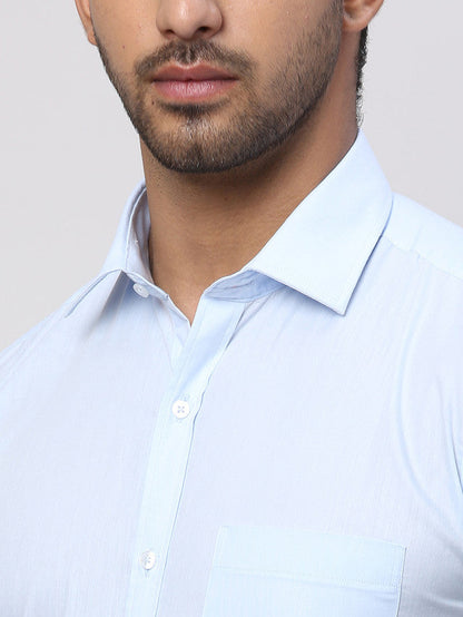 Park Avenue Blue Solid Slim Fit Polyester Blend Formal Shirt