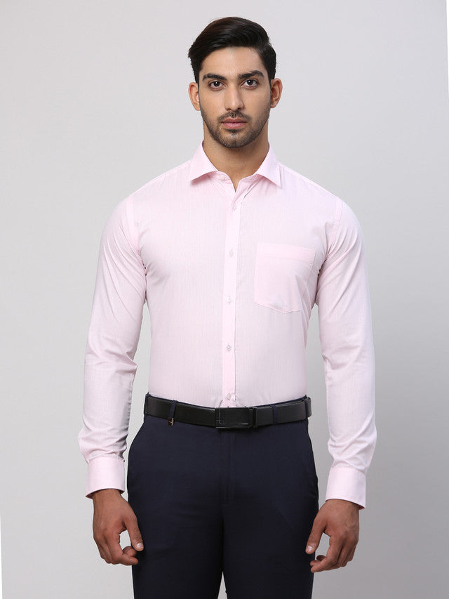 Park Avenue Men Pink Solid Slim Fit Polyester Blend Formal Shirt
