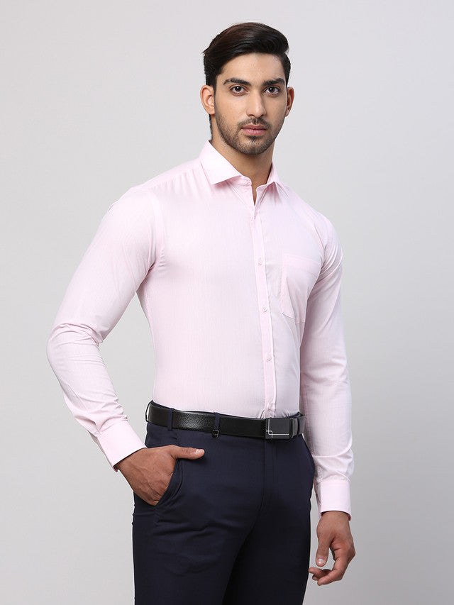 Park Avenue Men Pink Solid Slim Fit Polyester Blend Formal Shirt