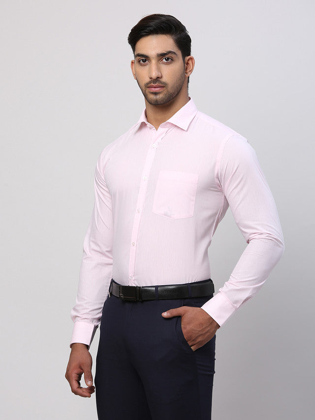 Park Avenue Men Pink Solid Slim Fit Polyester Blend Formal Shirt