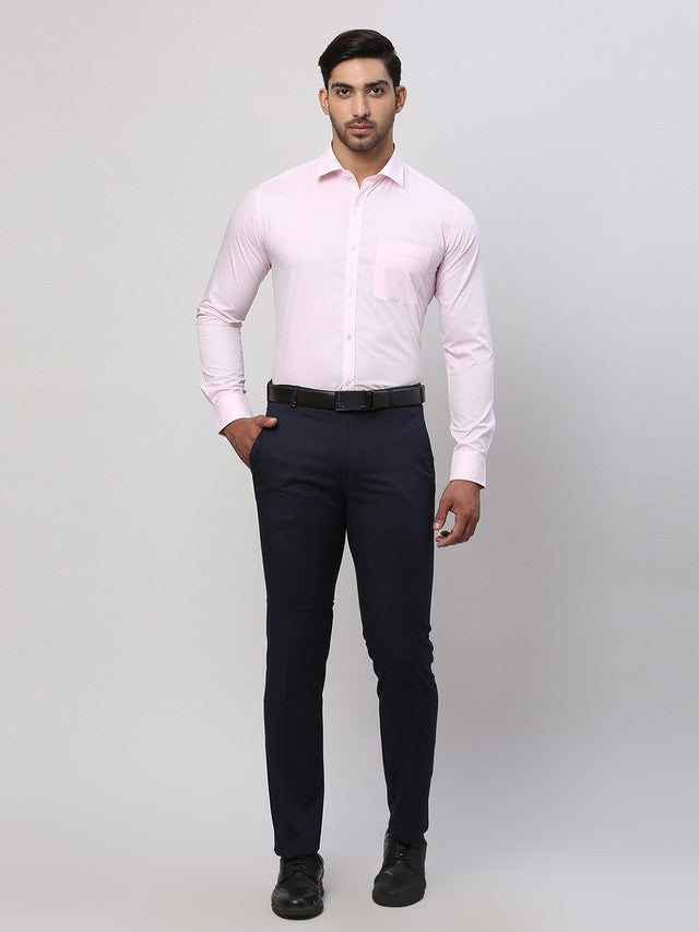 Park Avenue Men Pink Solid Slim Fit Polyester Blend Formal Shirt
