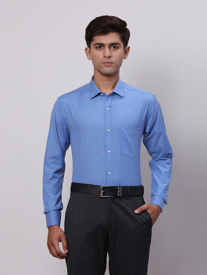 Park Avenue Blue Fil-A-Fil Slim Fit Full Sleeve Cotton Blend Shirt