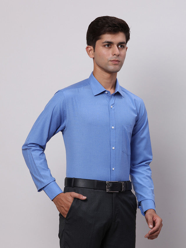Park Avenue Blue Fil-A-Fil Slim Fit Full Sleeve Cotton Blend Shirt