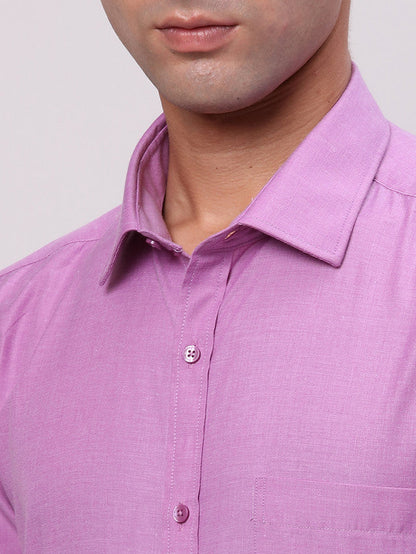 Park Avenue Purple Fil-A-Fil Slim Fit Cotton Blend Formal Shirt