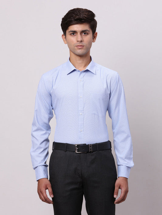 Park Avenue Blue Structure Slim Fit Full Sleeve Cotton Blend Shirt