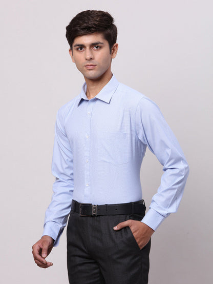 Park Avenue Blue Structure Slim Fit Full Sleeve Cotton Blend Shirt