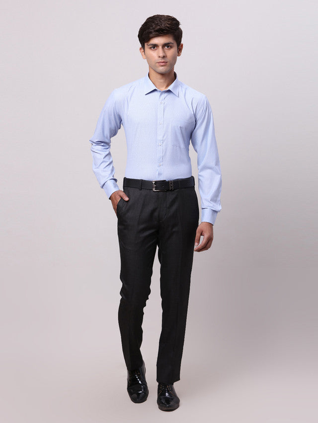 Park Avenue Blue Structure Slim Fit Full Sleeve Cotton Blend Shirt