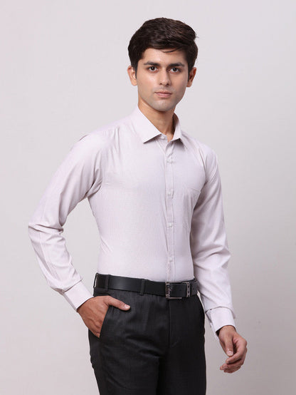 Park Avenue Grey Structure Slim Fit Full Sleeve Cotton Blend Shirt