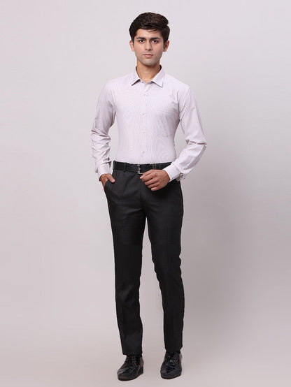 Park Avenue Grey Structure Slim Fit Full Sleeve Cotton Blend Shirt