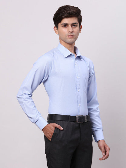 Park Avenue Blue Structure Slim Fit Full Sleeve Cotton Blend Shirt