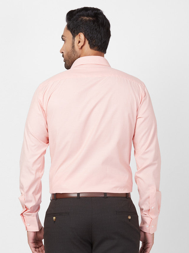 Park Avenue Men Orange Self Design Slim Fit Full Sleeve Semi Cut Away Collar Shirt