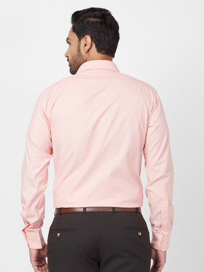 Park Avenue Men Orange Self Design Slim Fit Full Sleeve Semi Cut Away Collar Shirt