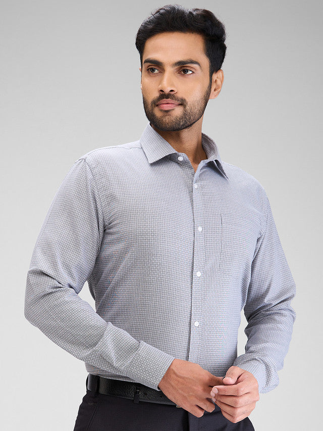 Park Avenue Grey Structure Slim Fit Cotton Blend Formal Shirt