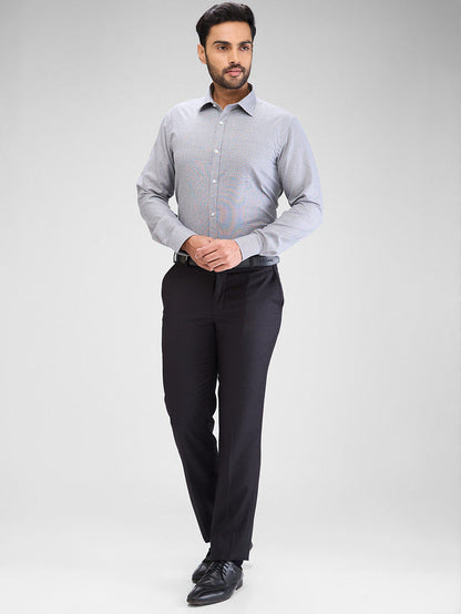 Park Avenue Grey Structure Slim Fit Cotton Blend Formal Shirt