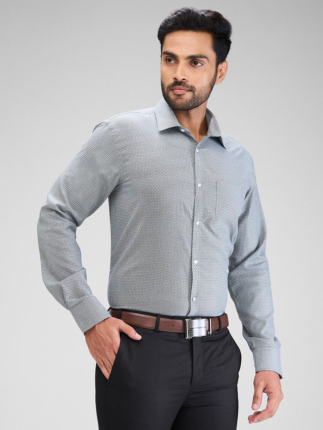 Park Avenue Men Grey Structured Slim Fit Cotton Blend Formal Shirt
