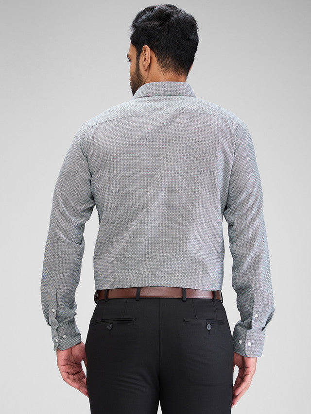 Park Avenue Men Grey Structured Slim Fit Cotton Blend Formal Shirt
