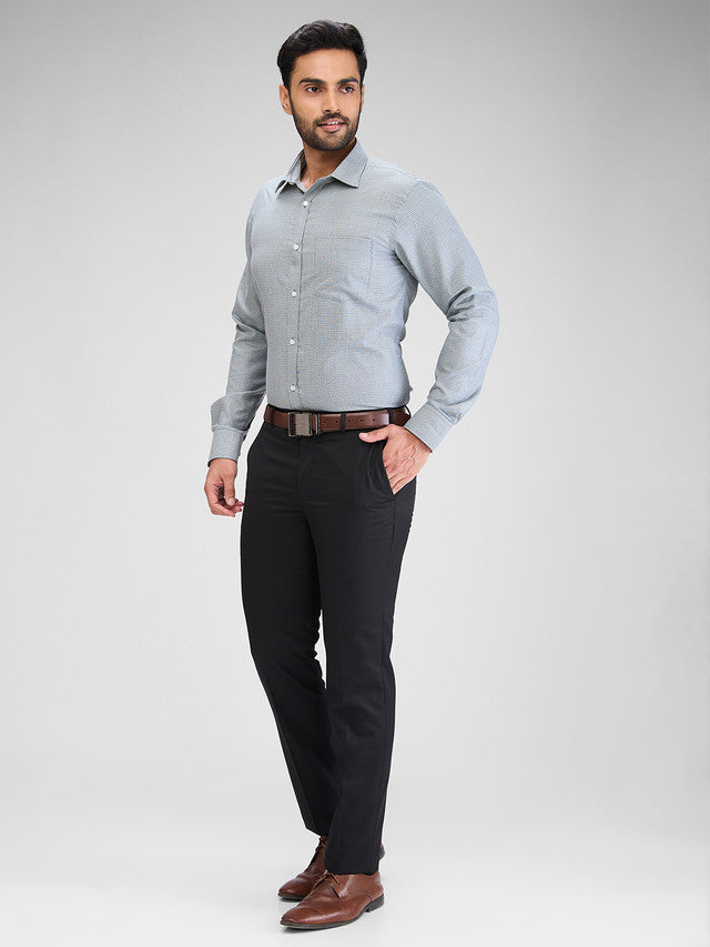 Park Avenue Men Grey Structured Slim Fit Cotton Blend Formal Shirt