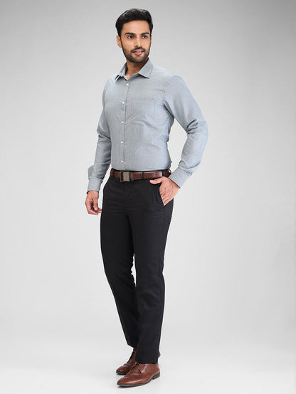 Park Avenue Men Grey Structured Slim Fit Cotton Blend Formal Shirt