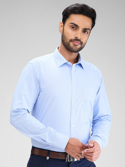 Park Avenue Blue Structure Slim Fit Cotton Blend Formal Shirt