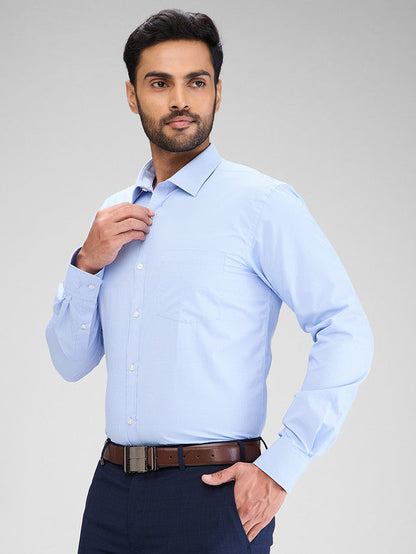 Park Avenue Blue Structure Slim Fit Cotton Blend Formal Shirt