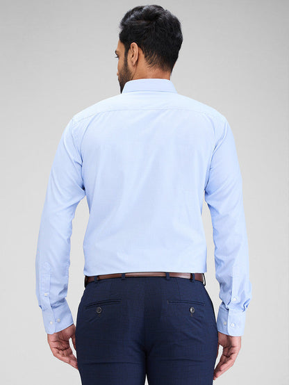 Park Avenue Blue Structure Slim Fit Cotton Blend Formal Shirt