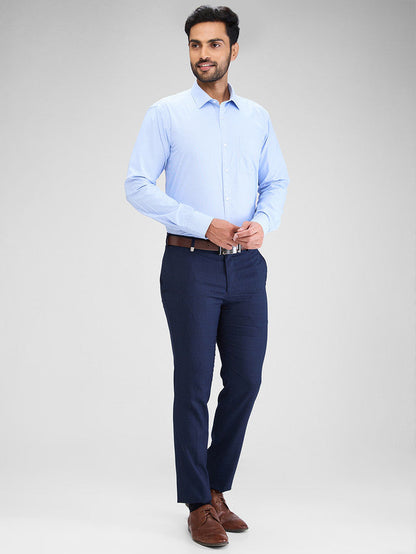 Park Avenue Blue Structure Slim Fit Cotton Blend Formal Shirt