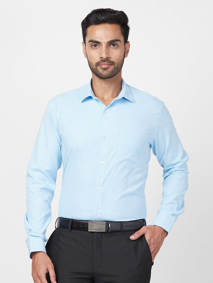 Park Avenue Blue Structure Slim Fit Full Sleeve Cotton Blend Shirt
