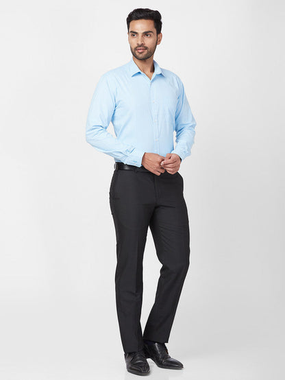 Park Avenue Blue Structure Slim Fit Full Sleeve Cotton Blend Shirt