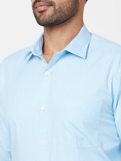 Park Avenue Blue Structure Slim Fit Full Sleeve Cotton Blend Shirt