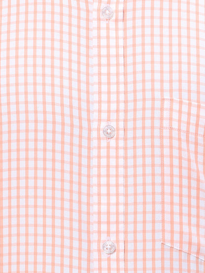 Park Avenue Orange Checks Slim Fit Cotton Blend Formal Shirt