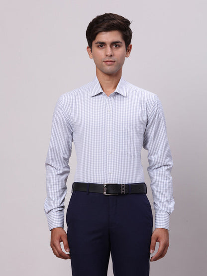 Park Avenue Grey Checks Slim Fit Cotton Blend Formal Shirt
