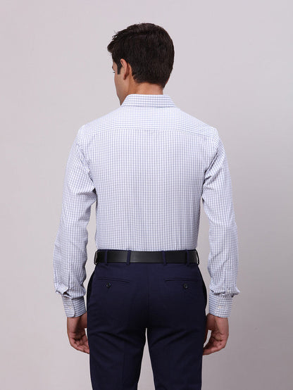 Park Avenue Grey Checks Slim Fit Cotton Blend Formal Shirt