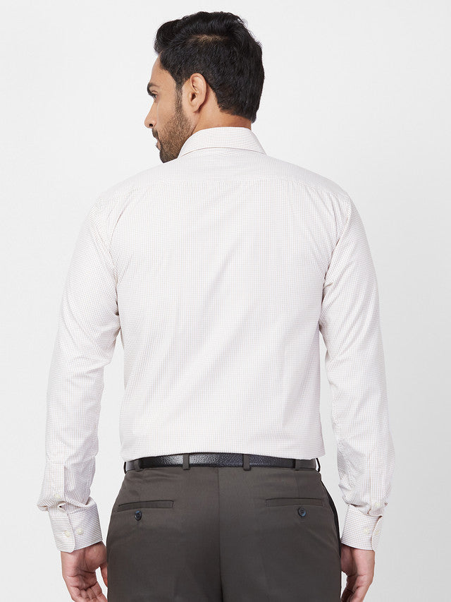 Park Avenue Men White Checkered Slim Fit Polyester Blend Formal Shirt