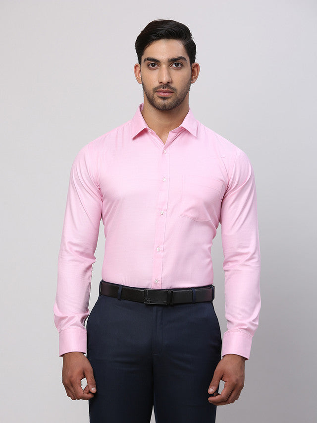 Park Avenue Men Pink Structured Slim Fit Cotton Blend Formal Shirt