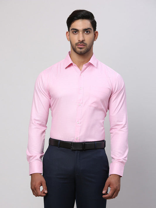 Park Avenue Men Pink Structured Slim Fit Cotton Blend Formal Shirt