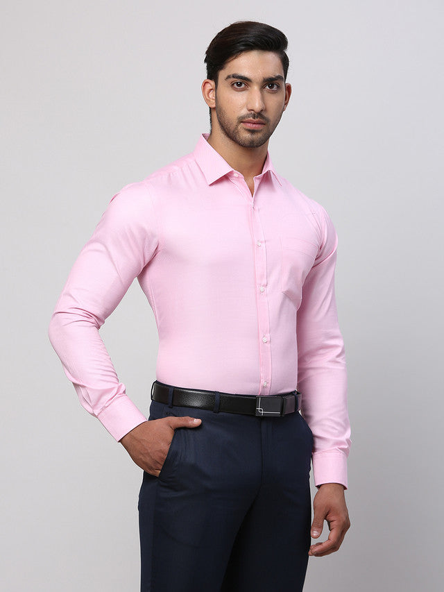 Park Avenue Men Pink Structured Slim Fit Cotton Blend Formal Shirt