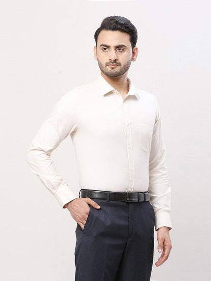 Park Avenue Men Brown Self Design Slim Fit Polyester Blend Formal Shirt