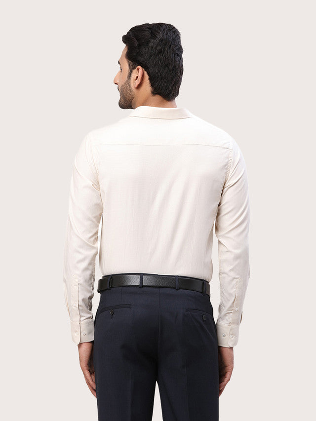 Park Avenue Men Brown Self Design Slim Fit Polyester Blend Formal Shirt