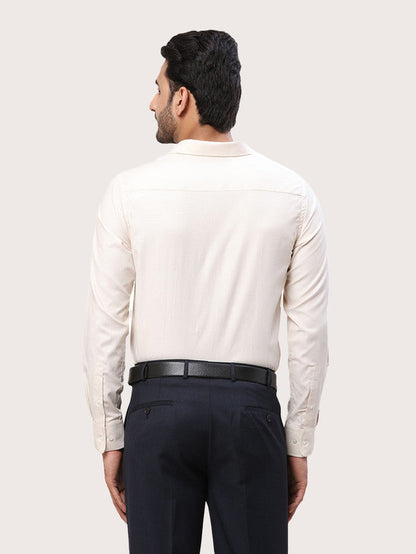 Park Avenue Men Brown Self Design Slim Fit Polyester Blend Formal Shirt