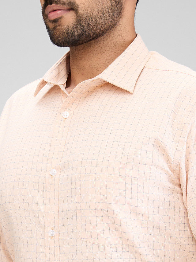 Park Avenue Orange Checks Slim Fit Cotton Blend Formal Shirt