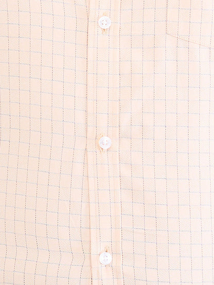 Park Avenue Orange Checks Slim Fit Cotton Blend Formal Shirt