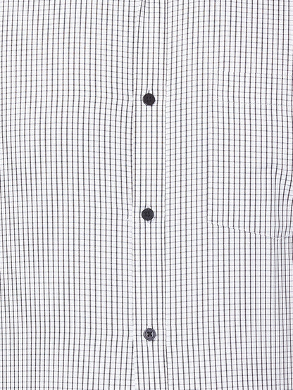 Park Avenue Men White Checkered Slim Fit Polyester Blend Formal Shirt