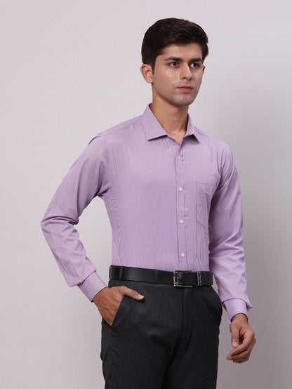 Park Avenue Purple Stripe Slim Fit Full Sleeve Cotton Blend Shirt