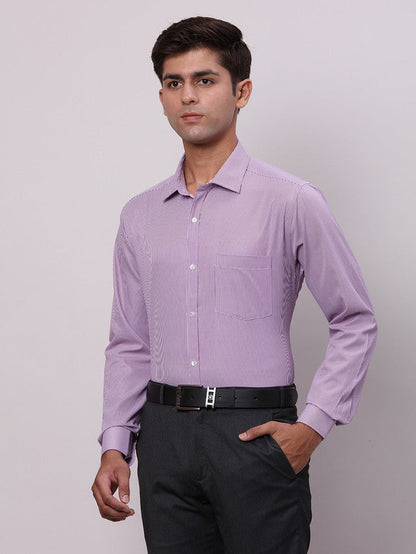 Park Avenue Purple Stripe Slim Fit Full Sleeve Cotton Blend Shirt