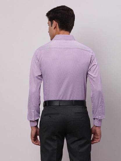 Park Avenue Purple Stripe Slim Fit Full Sleeve Cotton Blend Shirt