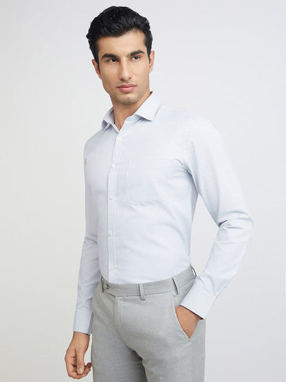 Park Avenue Grey Stripe Slim Fit Full Sleeve Cotton Blend Shirt
